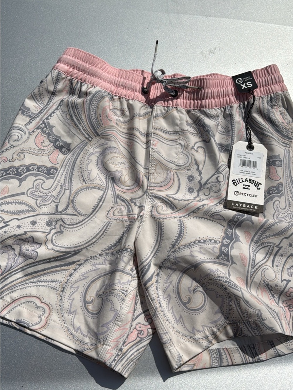 Billabong Paisley Print Women’s Shorts with Pink Waistband